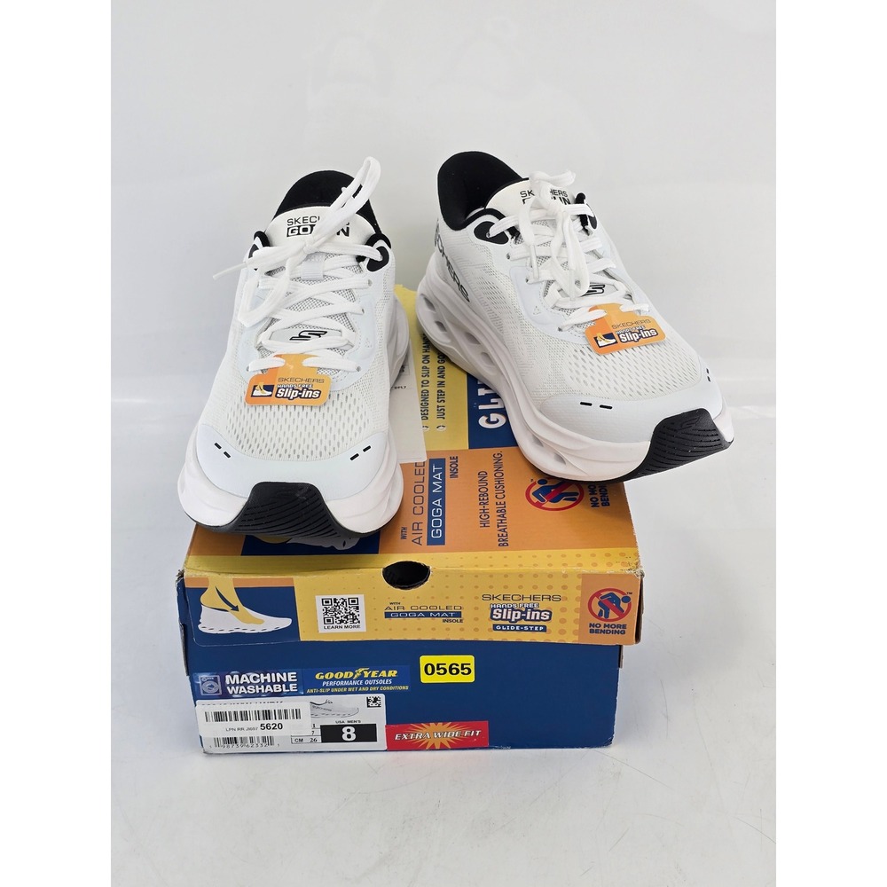 Skechers Slip-ins Max Cushioning Glide-Step Men 8WW White Black 220421WW - New